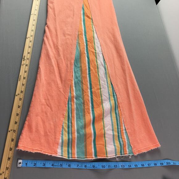 J.Her USA Womens Mineral Washed Wide Leg Pant Orange Patchwork Boho Preppy Sz S - Picture 7 of 16